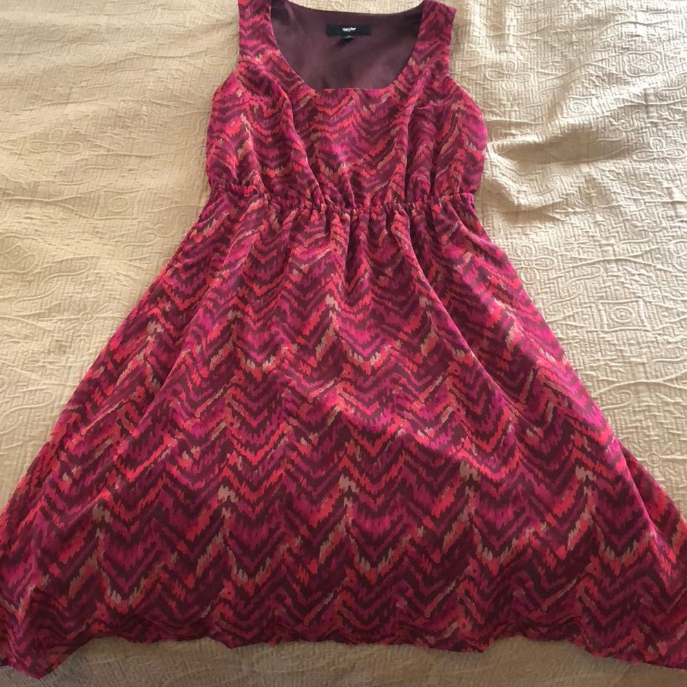 Warm tone scoop neck dress